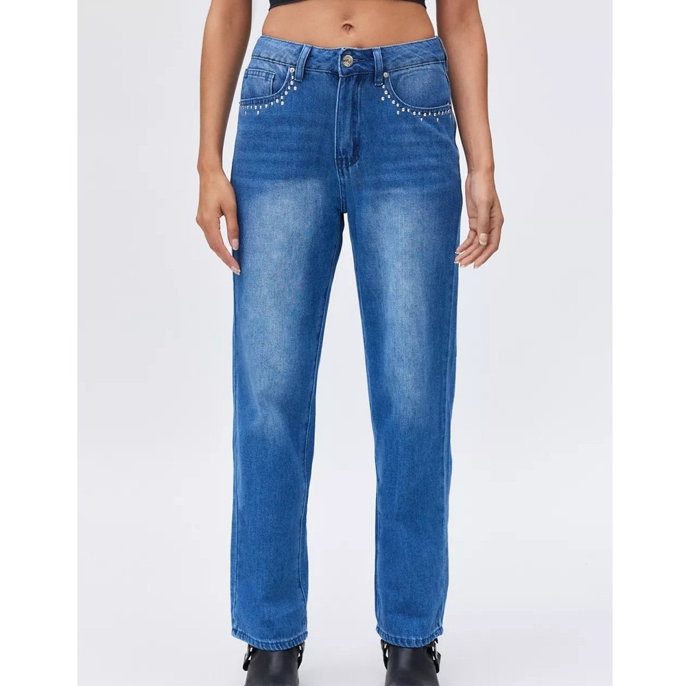 BDG Kacey Low Rider Jean Gemstone Straight Leg Mom Jeans Festive sz 32
